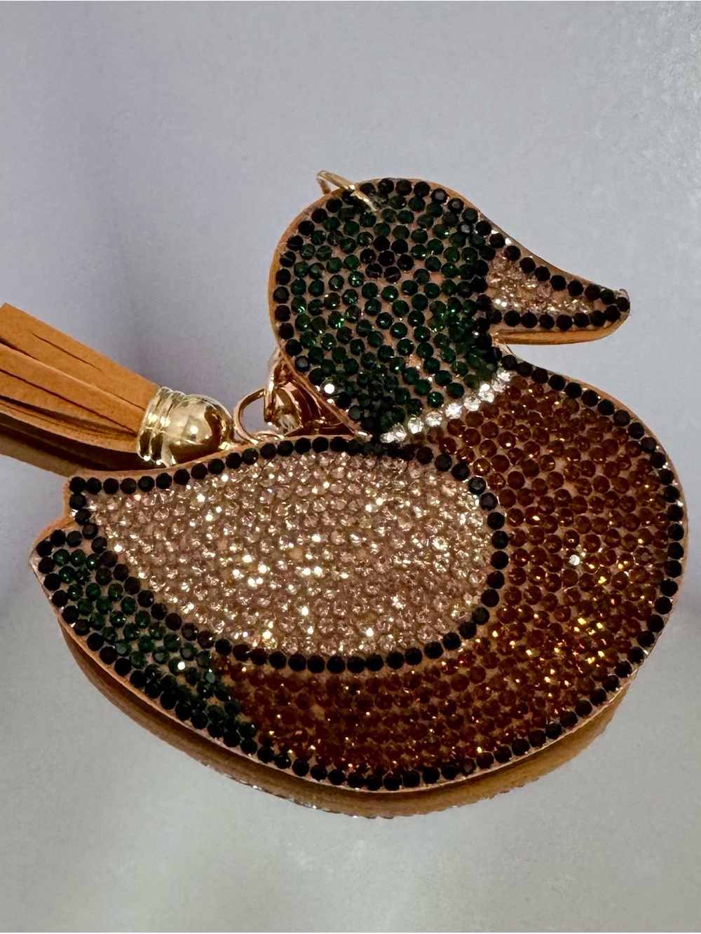 New Crystal Duck Keychain/ Bag  Charm in Brown and Green - Picture 3 of 6